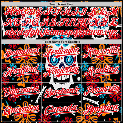 Custom Kelly Green Fire Red-White 3D Mexican Festival Flower And Skull Cinco de Mayo Authentic Baseball Jersey