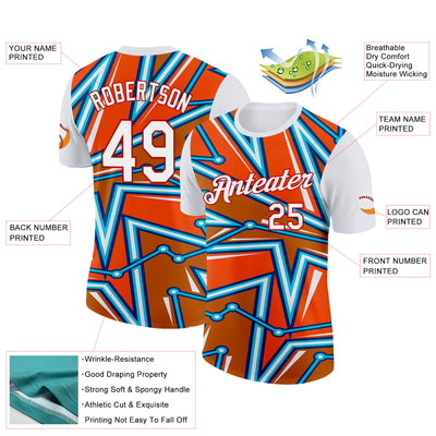 Custom White Orange US Navy Blue Lakes Blue-Red 3D Esports Performance T-Shirt