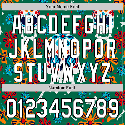 Custom Kelly Green White-Black 3D Mexican Festival Flower And Skull Cinco de Mayo Authentic Baseball Jersey