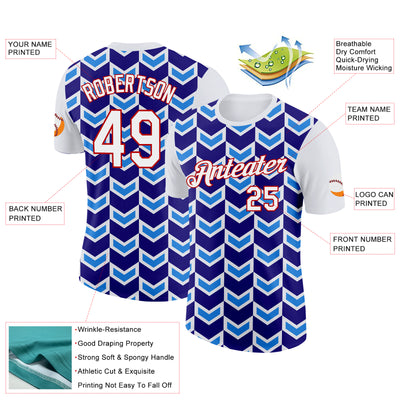 Custom White Dark Purple Powder Blue-Red 3D Esports Performance T-Shirt