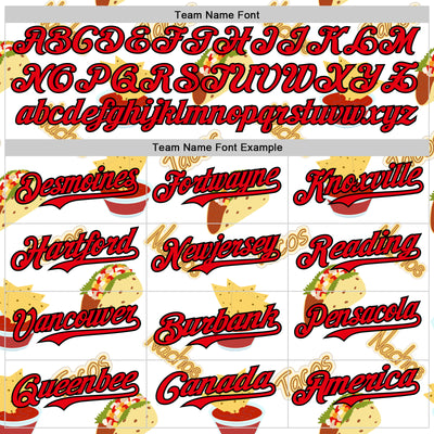 Custom White Fire Red-Black 3D Mexican Festival Taco Cinco de Mayo Authentic Baseball Jersey
