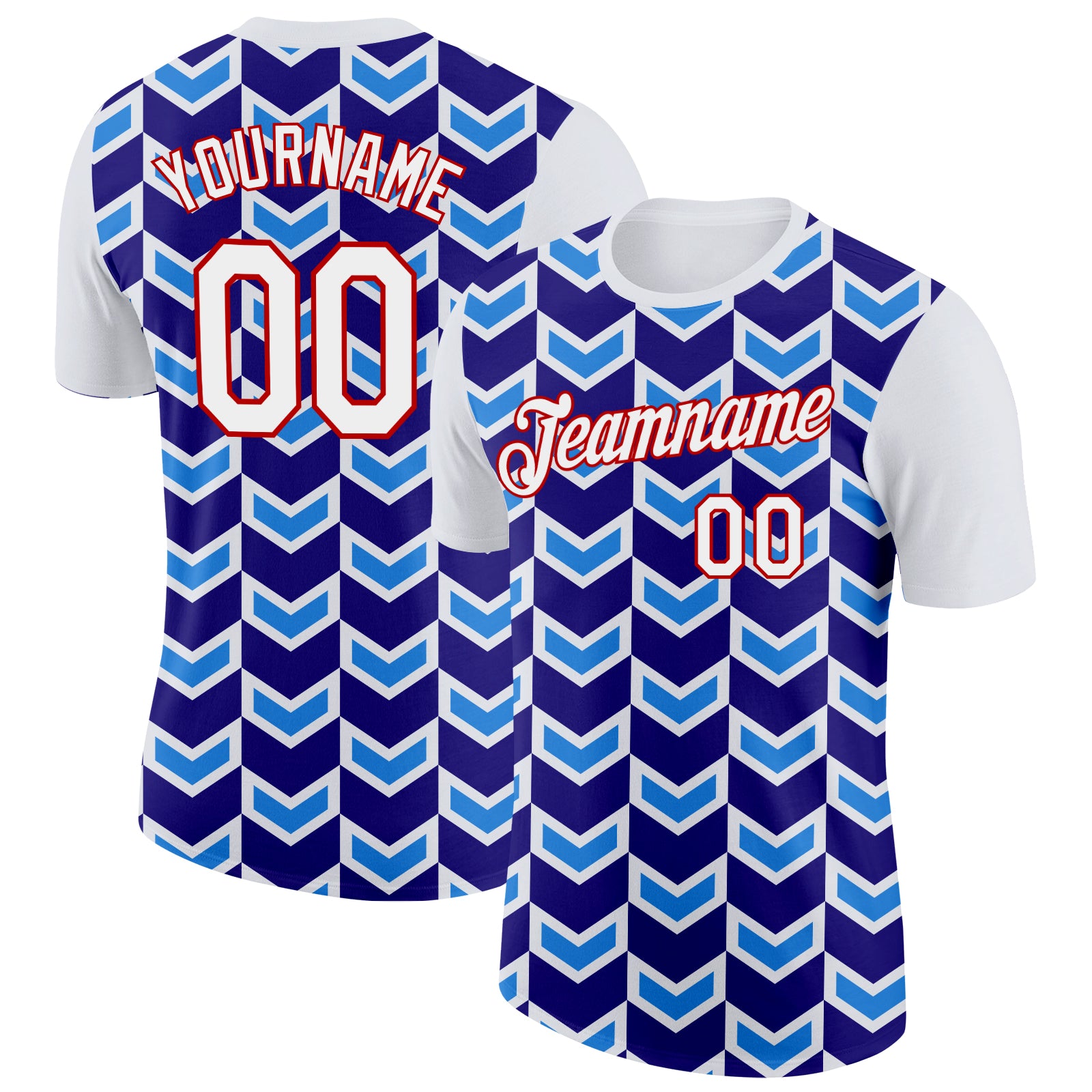 Custom White Dark Purple Powder Blue-Red 3D Esports Performance T-Shirt