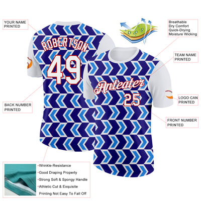 Custom White Dark Purple Powder Blue-Red 3D Esports Performance T-Shirt