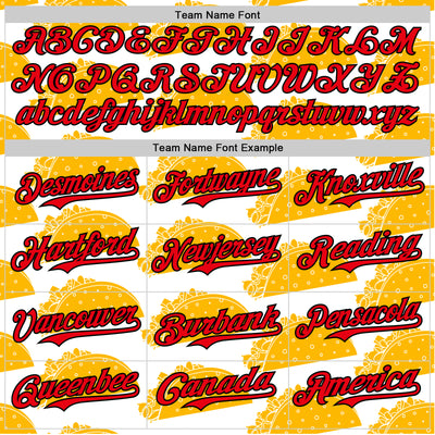 Custom White Fire Red-Black 3D Mexican Festival Nachos And Tacos Cinco de Mayo Authentic Baseball Jersey