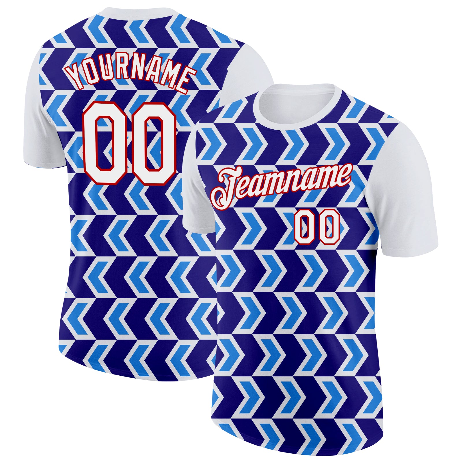 Custom White Dark Purple Powder Blue-Red 3D Esports Performance T-Shirt