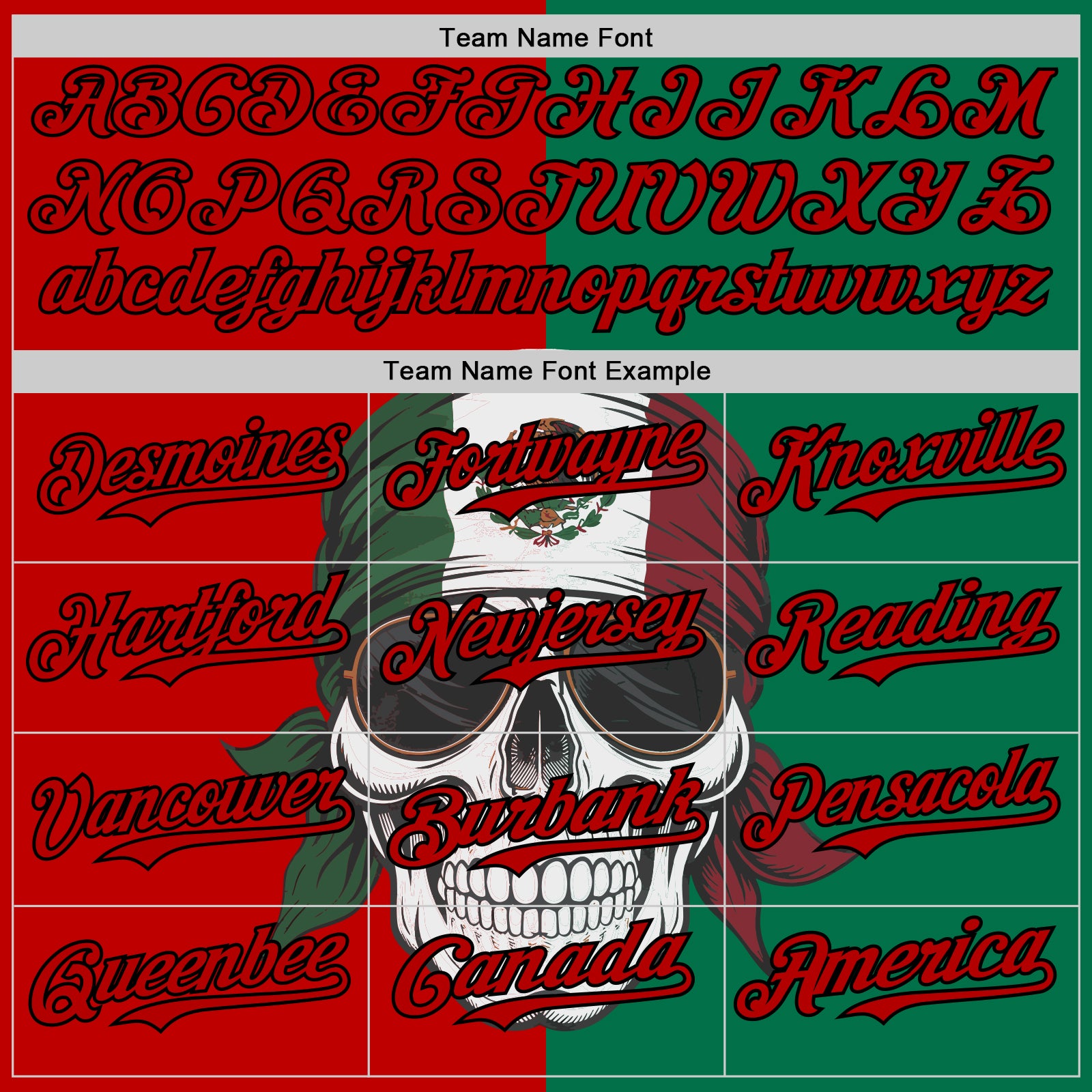 Custom Green Red-Black 3D Mexican Flag Skull Authentic Baseball Jersey