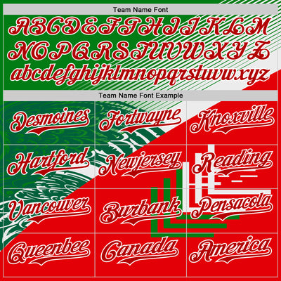 Custom Green Red-White 3D Mexico Authentic Baseball Jersey