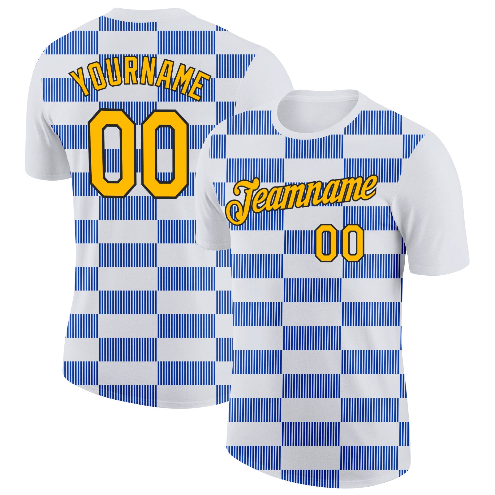 Custom White Gold Thunder Blue-Black 3D Esports Performance T-Shirt