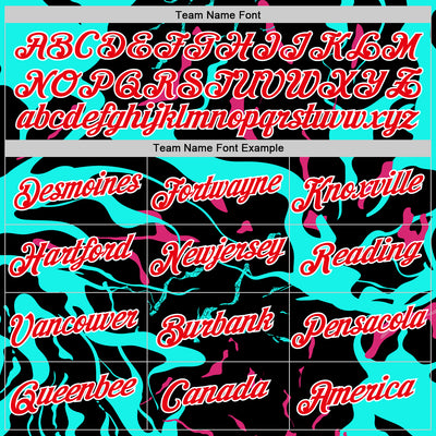 Custom Black Fire Red Ice Blue-Hot Pink 3D Esports Performance T-Shirt