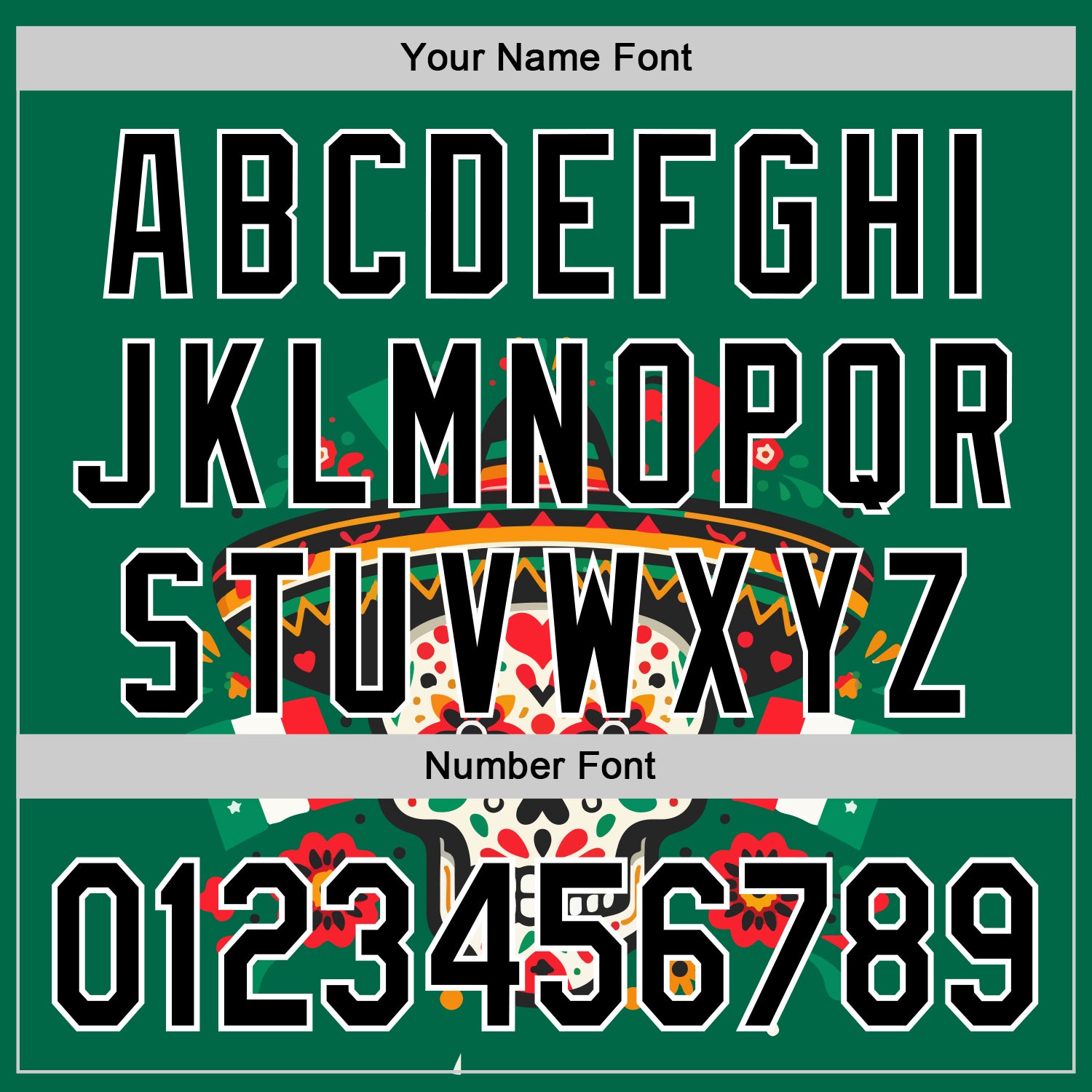 Custom Kelly Green Black-White 3D Mexican Festival Flag Skull With Sombrero Cinco de Mayo Authentic Baseball Jersey