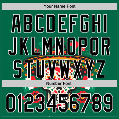 Custom Kelly Green Black-White 3D Mexican Festival Flag Skull With Sombrero Cinco de Mayo Authentic Baseball Jersey