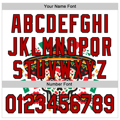 Custom White Red-Black 3D Mexican Festival Flag Skull With Sombrero Cinco de Mayo Authentic Baseball Jersey