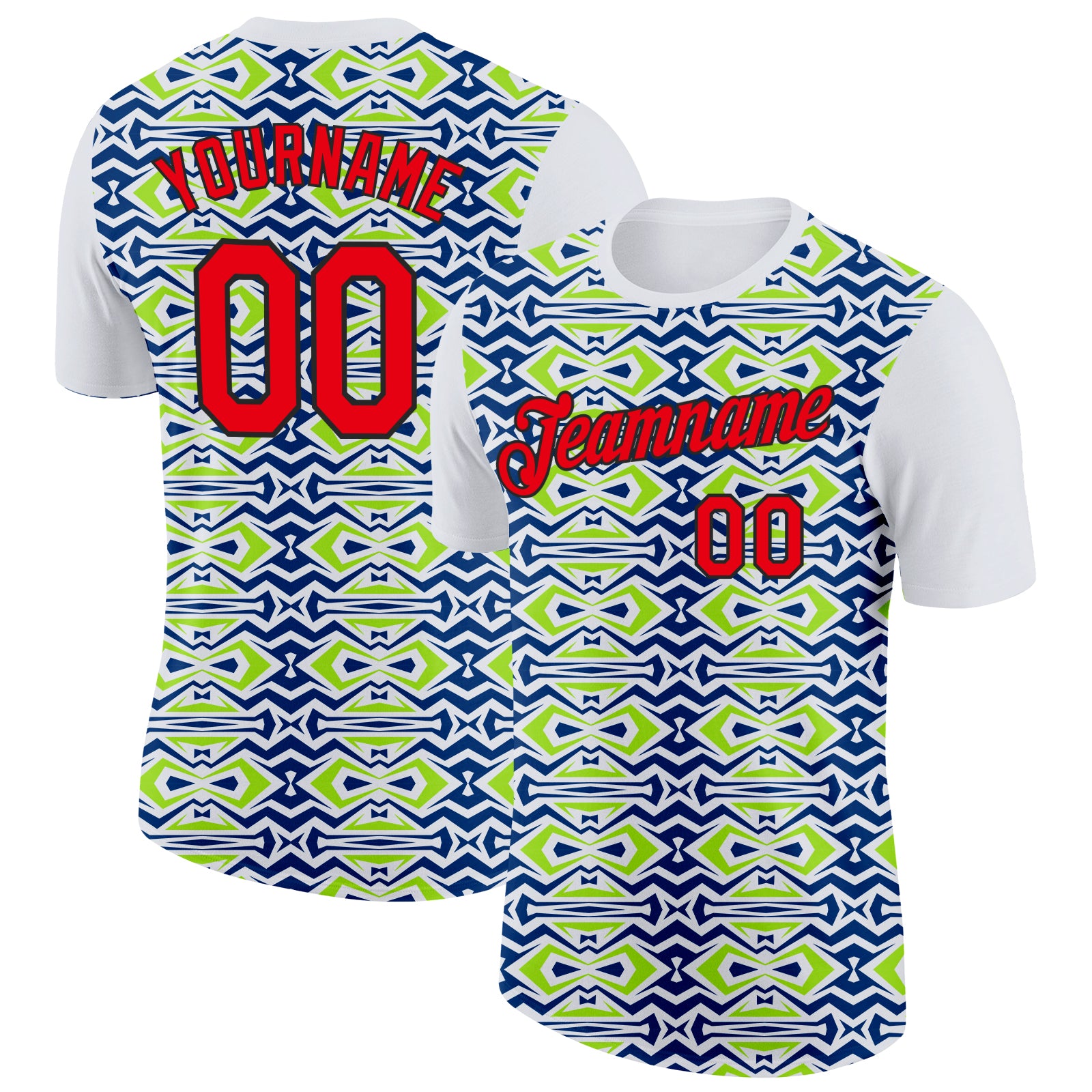 Custom White Fire Red US Navy Blue Aurora Green-Black 3D Esports Performance T-Shirt