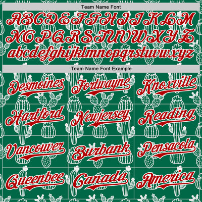 Custom Kelly Green Red-White 3D Mexican Cactus Authentic Baseball Jersey