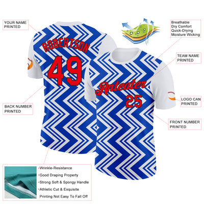 Custom White Fire Red Thunder Blue-Black 3D Esports Performance T-Shirt