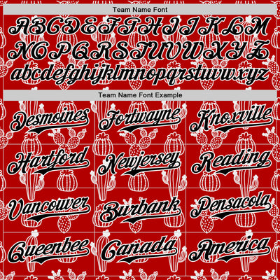 Custom Red Black-White 3D Mexican Cactus Authentic Baseball Jersey