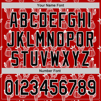 Custom Red Black-White 3D Mexican Cactus Authentic Baseball Jersey