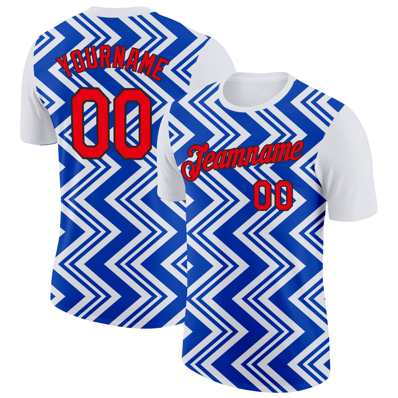 Custom White Fire Red Thunder Blue-Black 3D Esports Performance T-Shirt