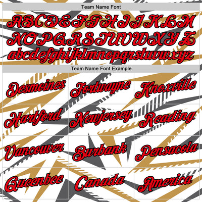 Custom White Fire Red Steel Gray Old Gold-Black 3D Esports Performance T-Shirt