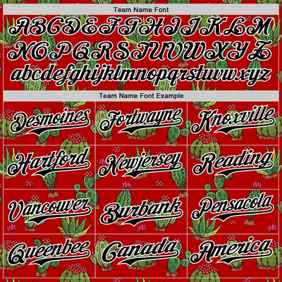 Custom Red Black-White 3D Mexican Cactus Authentic Baseball Jersey