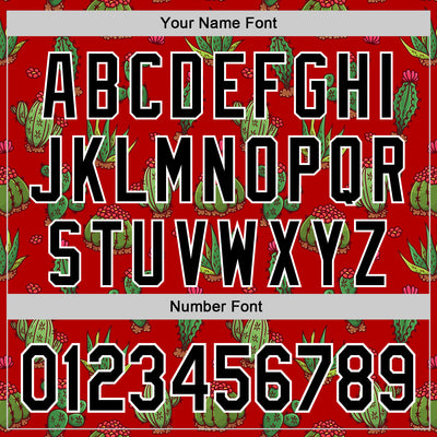 Custom Red Black-White 3D Mexican Cactus Authentic Baseball Jersey