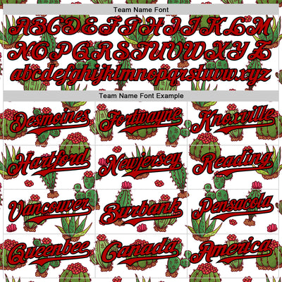Custom White Red-Black 3D Mexican Cactus Authentic Baseball Jersey