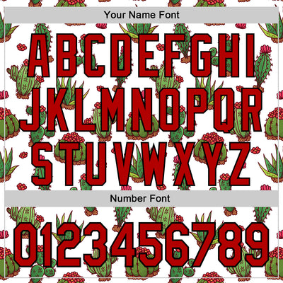 Custom White Red-Black 3D Mexican Cactus Authentic Baseball Jersey