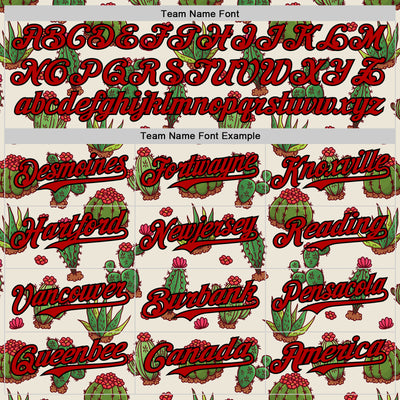 Custom Cream Red-Black 3D Mexican Cactus Authentic Baseball Jersey