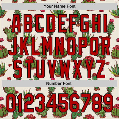 Custom Cream Red-Black 3D Mexican Cactus Authentic Baseball Jersey