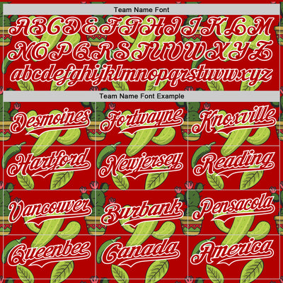 Custom Red White 3D Mexican Cactus Authentic Baseball Jersey