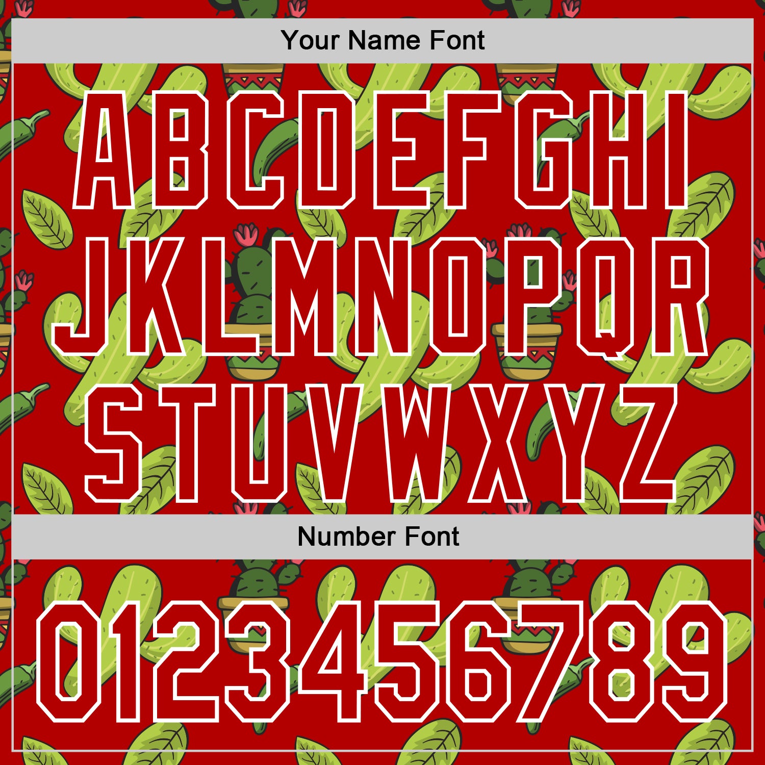 Custom Red White 3D Mexican Cactus Authentic Baseball Jersey