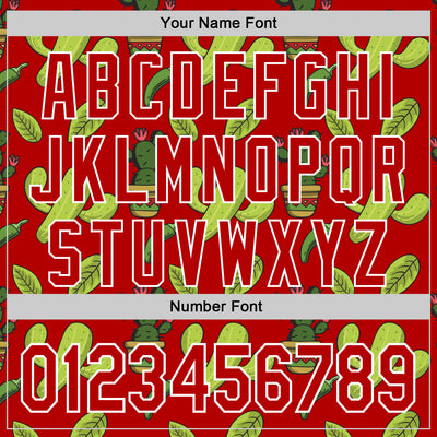 Custom Red White 3D Mexican Cactus Authentic Baseball Jersey