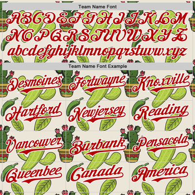 Custom Cream Red-White 3D Mexican Cactus Authentic Baseball Jersey