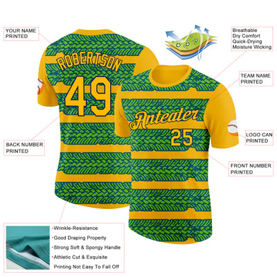 Custom Gold Aurora Green Midnight Green-Navy 3D Esports Performance T-Shirt