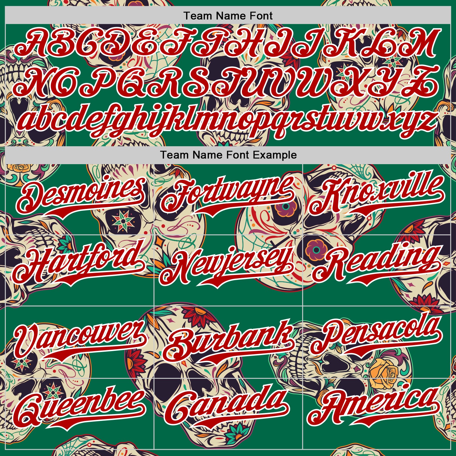 Custom Kelly Green Red-White 3D Mexican Skull Authentic Baseball Jersey