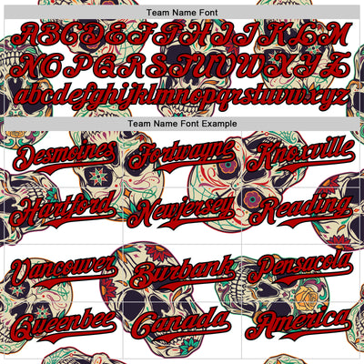 Custom White Red-Black 3D Mexican Skull Authentic Baseball Jersey