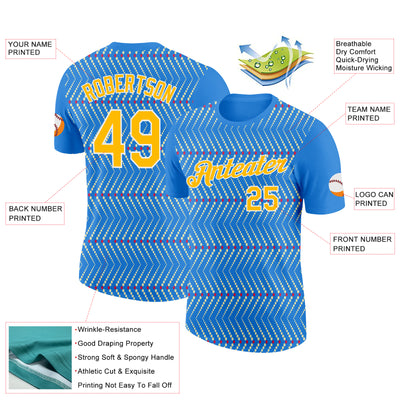 Custom Powder Blue Gold Cream Red-White 3D Esports Performance T-Shirt