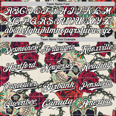 Custom Cream White-Black 3D Mexican Skull And Flower Authentic Baseball Jersey