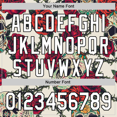 Custom Cream White-Black 3D Mexican Skull And Flower Authentic Baseball Jersey