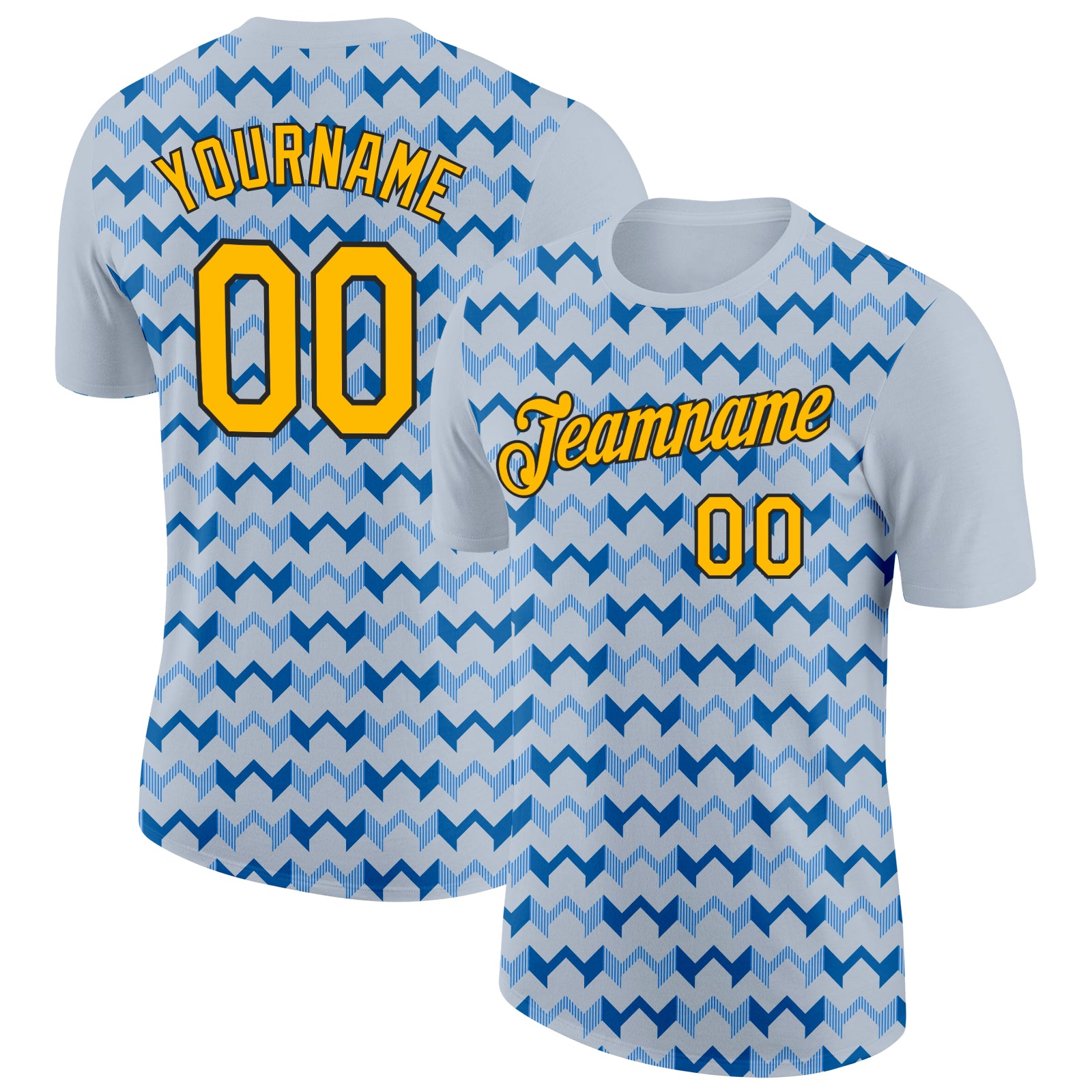 Custom Silver Gold Blue-Black 3D Esports Performance T-Shirt