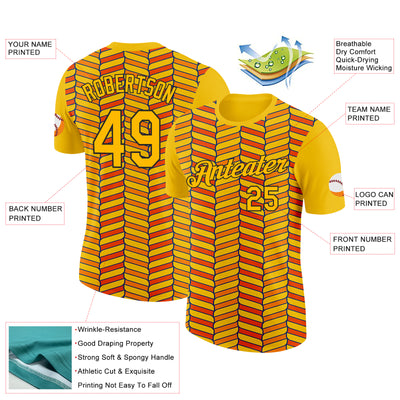 Custom Gold Orange US Navy Blue-Black 3D Esports Performance T-Shirt