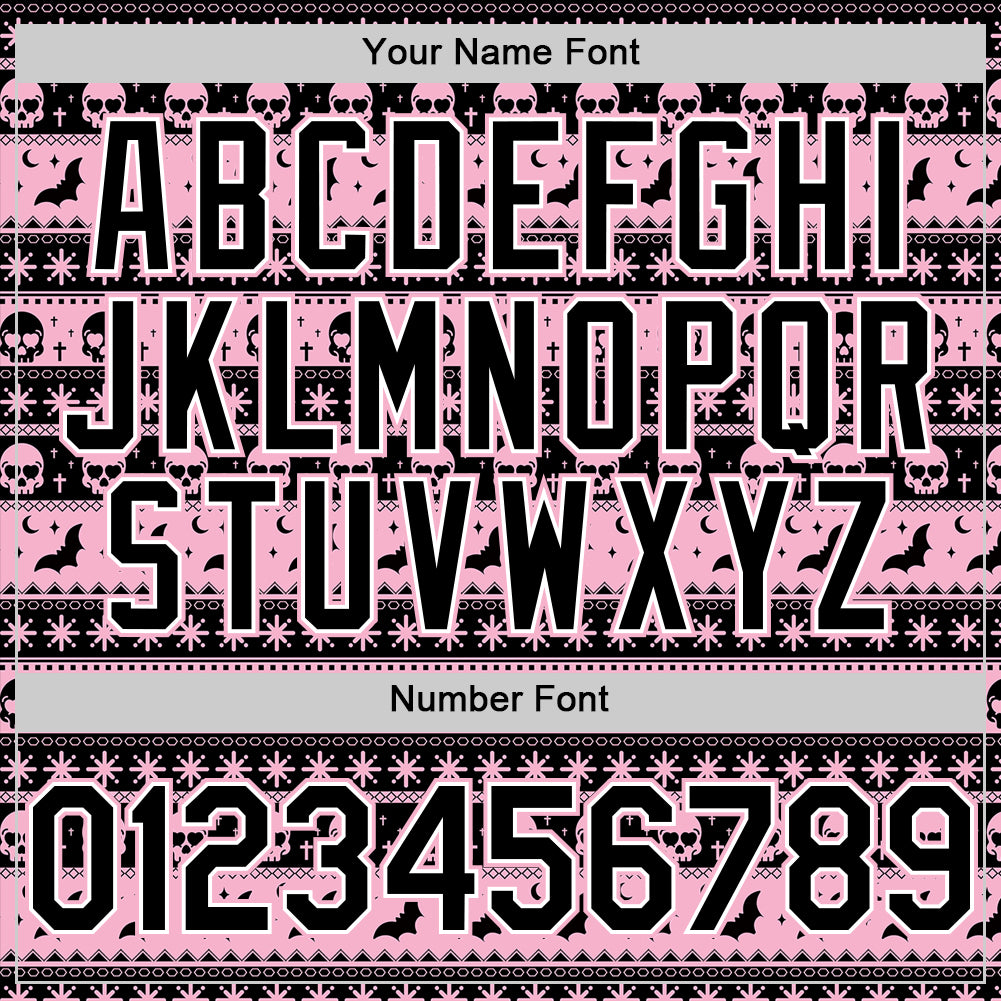 Custom Black Light Pink-White 3D Gothic Skull Authentic Baseball Jersey