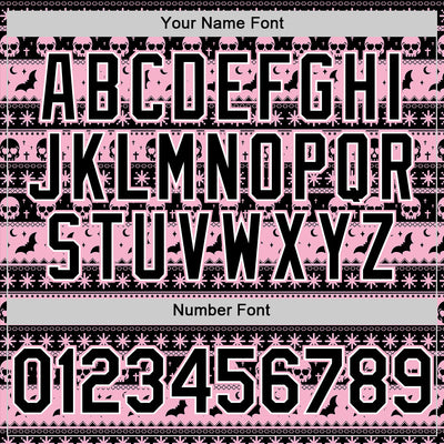 Custom Black Light Pink-White 3D Gothic Skull Authentic Baseball Jersey
