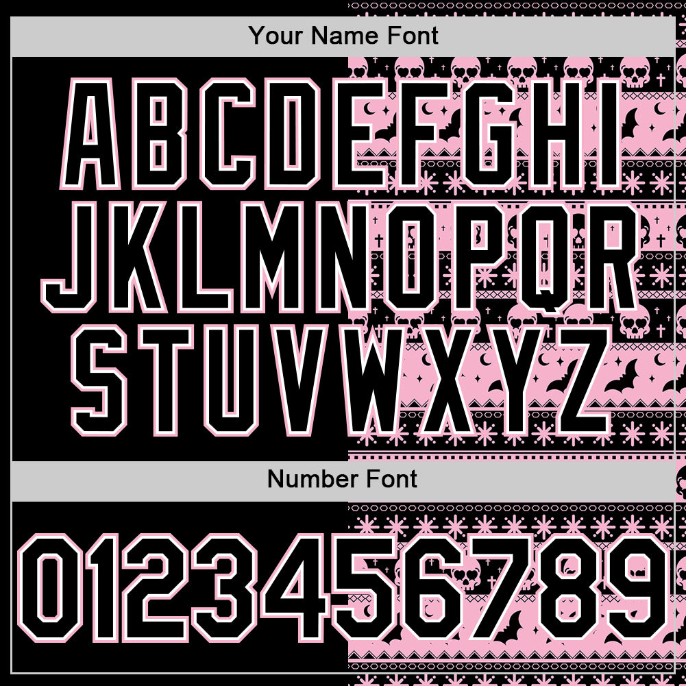 Custom Black Light Pink-White 3D Gothic Skull Authentic Baseball Jersey