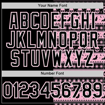 Custom Black Light Pink-White 3D Gothic Skull Authentic Baseball Jersey