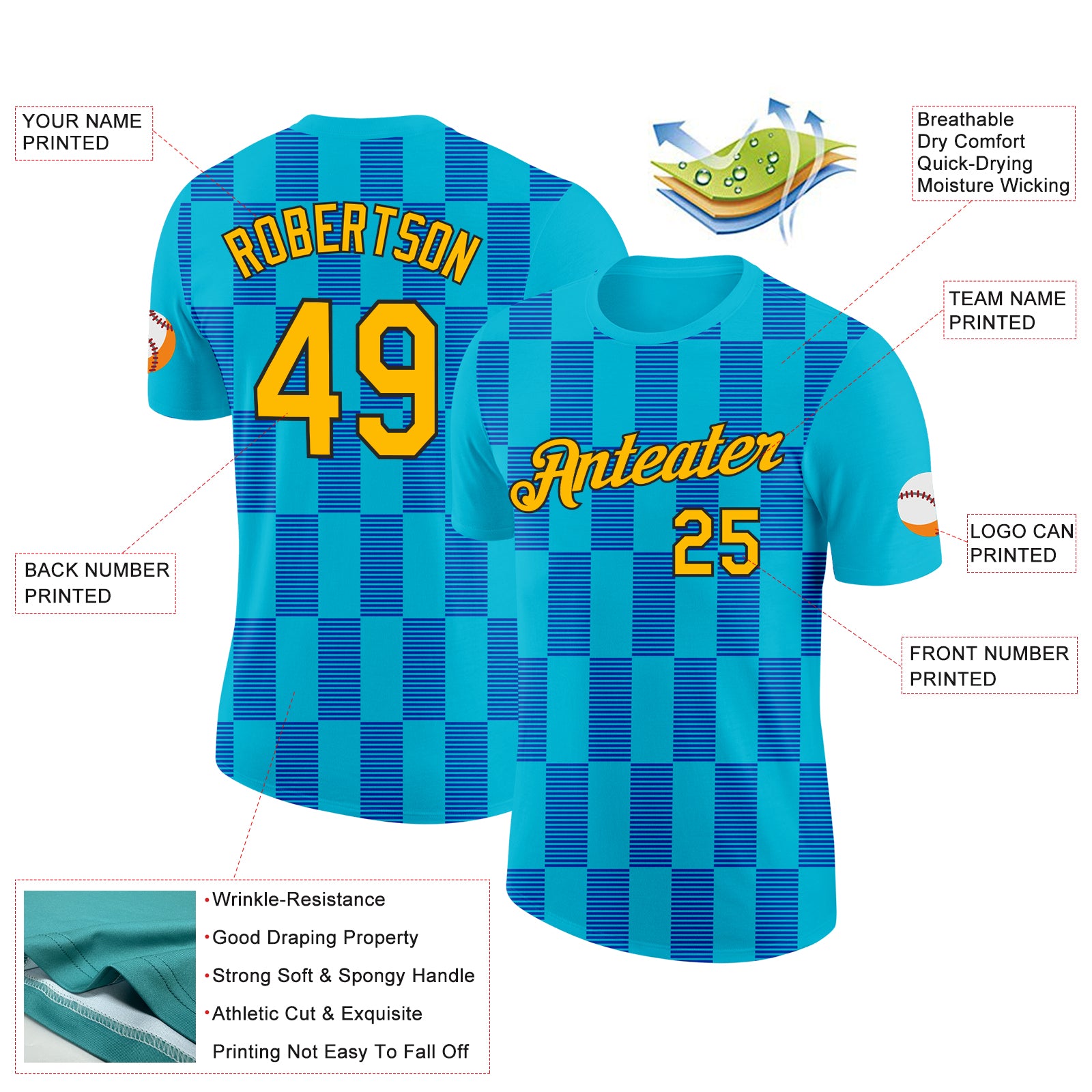 Custom Lakes Blue Gold Thunder Blue-Black 3D Esports Performance T-Shirt