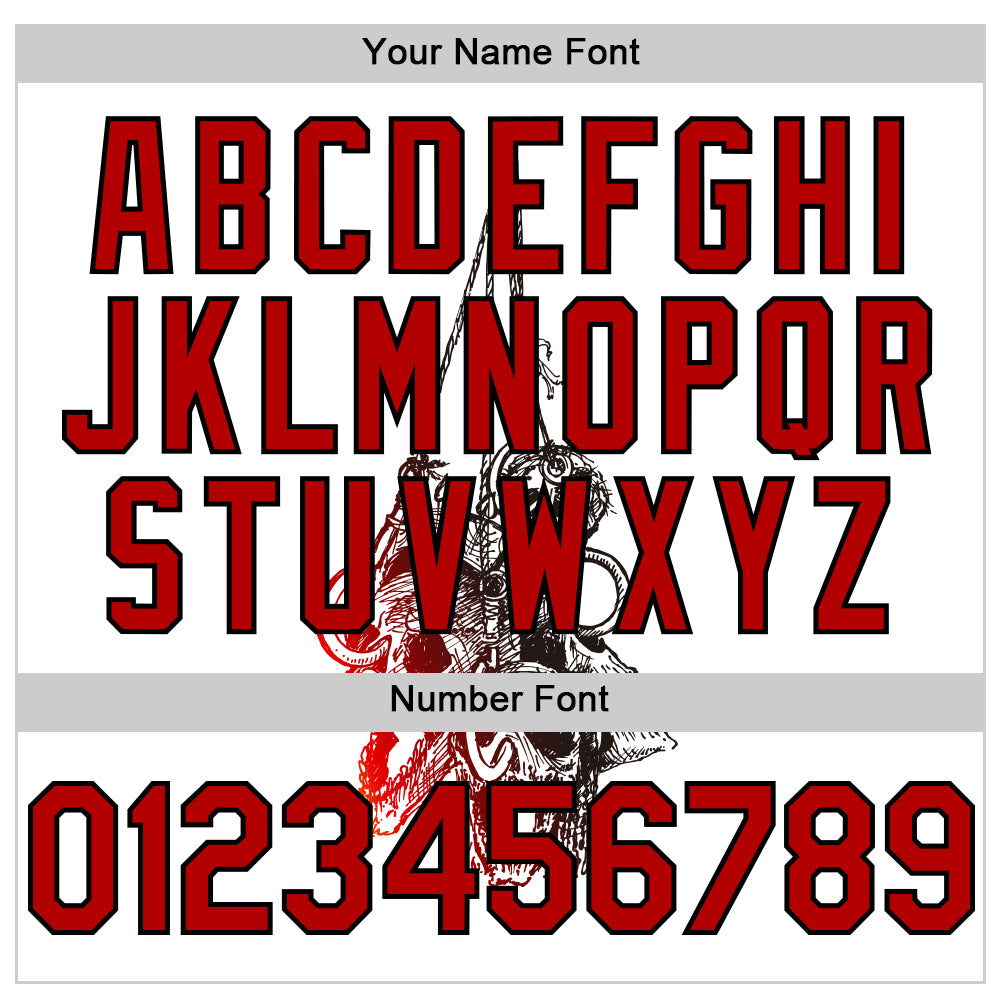 Custom White Red-Black 3D Skull Authentic Baseball Jersey