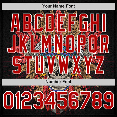 Custom Black Red-White 3D Apache Skull Authentic Baseball Jersey