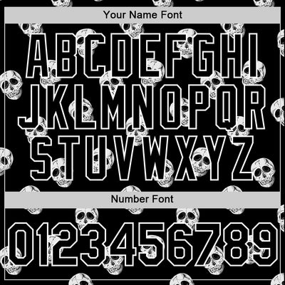Custom Black White 3D Skull Authentic Baseball Jersey