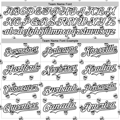 Custom White Black 3D Skull Authentic Baseball Jersey